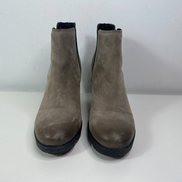 Women's Sorel Joan Uptown Zip Wedge Tan Boots Sz 9 - Picture 4 of 14